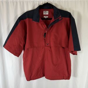 Callaway Golf Windbreaker Men's Medium Red Brushed Oxford Sport Short Sleeve Zip